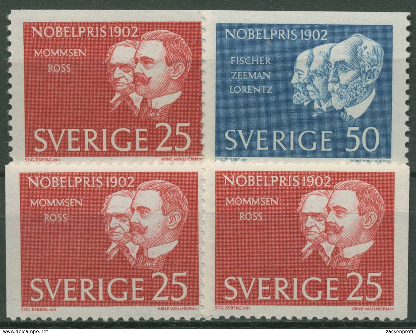 Schweden 1962 Nobelpreisträger Mommsen Ross Fischer Lorentz 500/01 Postfrisch - Neufs