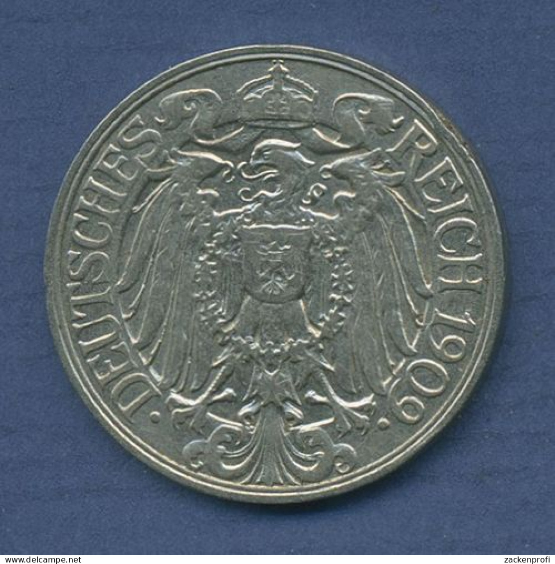 Deutsches Reich 25 Pfennig 1909 D, Kursmünze Nickel, J 18, Ss+ (m3439) - 25 Pfennig