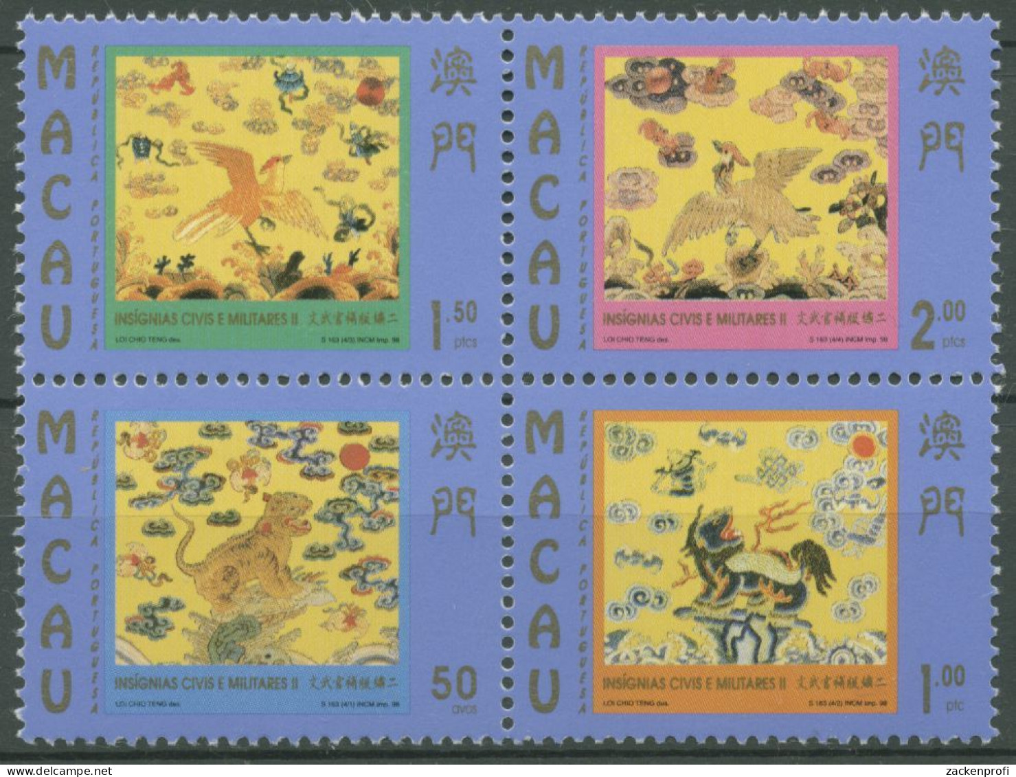 Macau 1998 Abzeichen Der Mandarine Tiger 982/85 ZD Postfrisch (C62727) - Unused Stamps