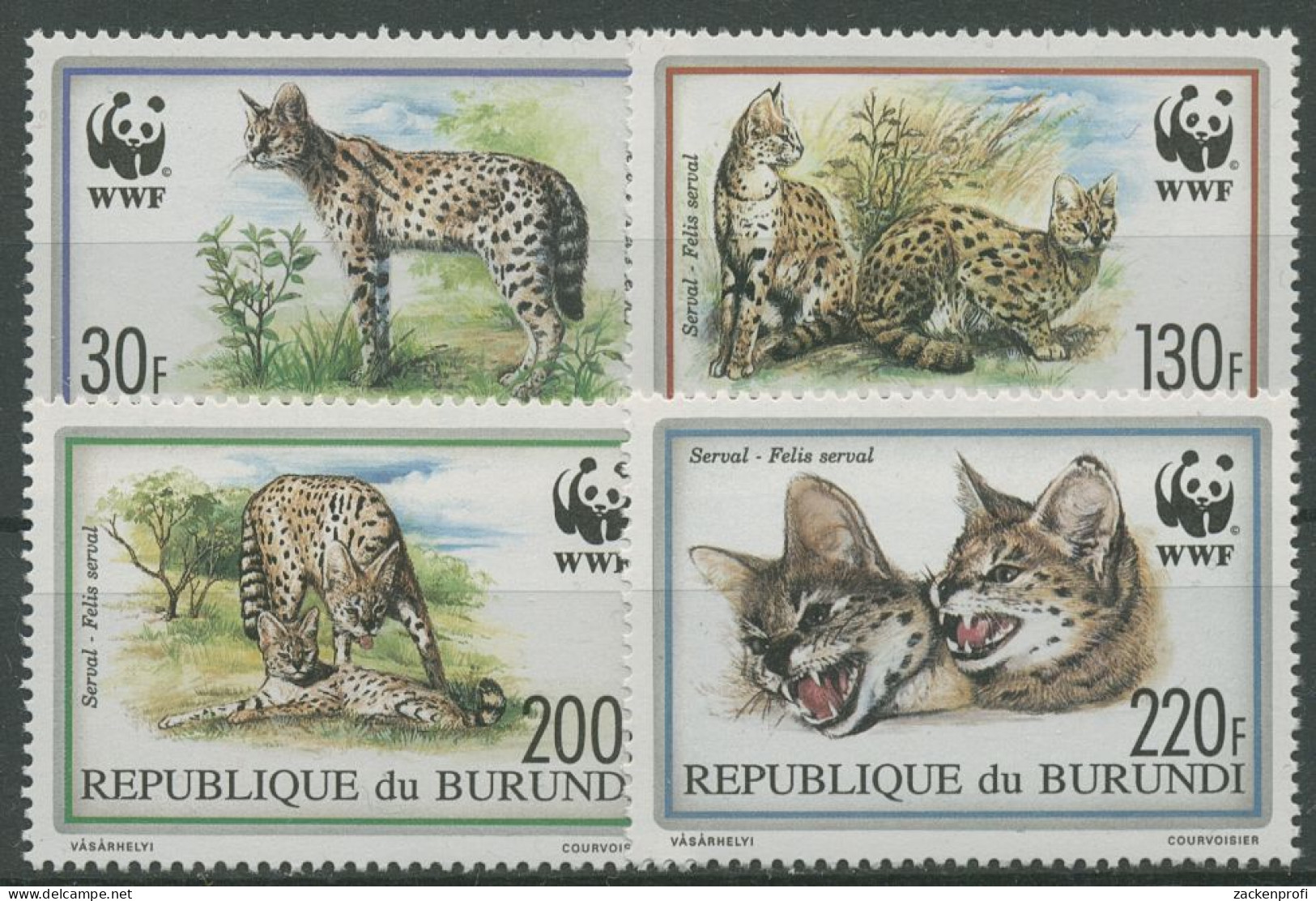 Burundi 1992 WWF Naturschutz Serval Raubkatze 1758/61 Postfrisch - Nuovi