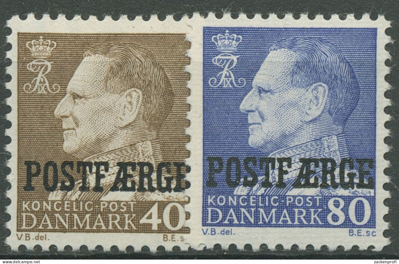 Dänemark 1967 Postfähre-Marke König Aufdruck Postfaerge PF 41/42 Postfrisch - Paketmarken