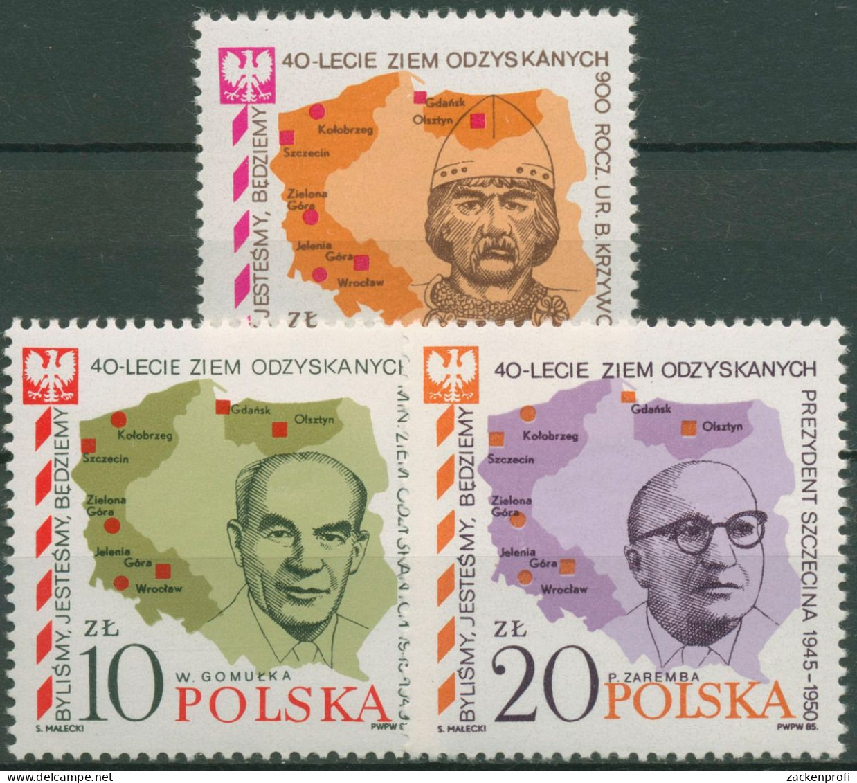 Polen 1985 Eingliederung Der West-u. Nordgebiete 2970/72 Postfrisch - Neufs