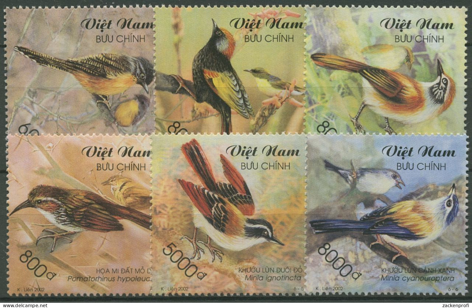 Vietnam 2002 Singvögel: Rotschwanz-Siva, Blauflügel-Siva 3215/20 A Postfrisch - Vietnam