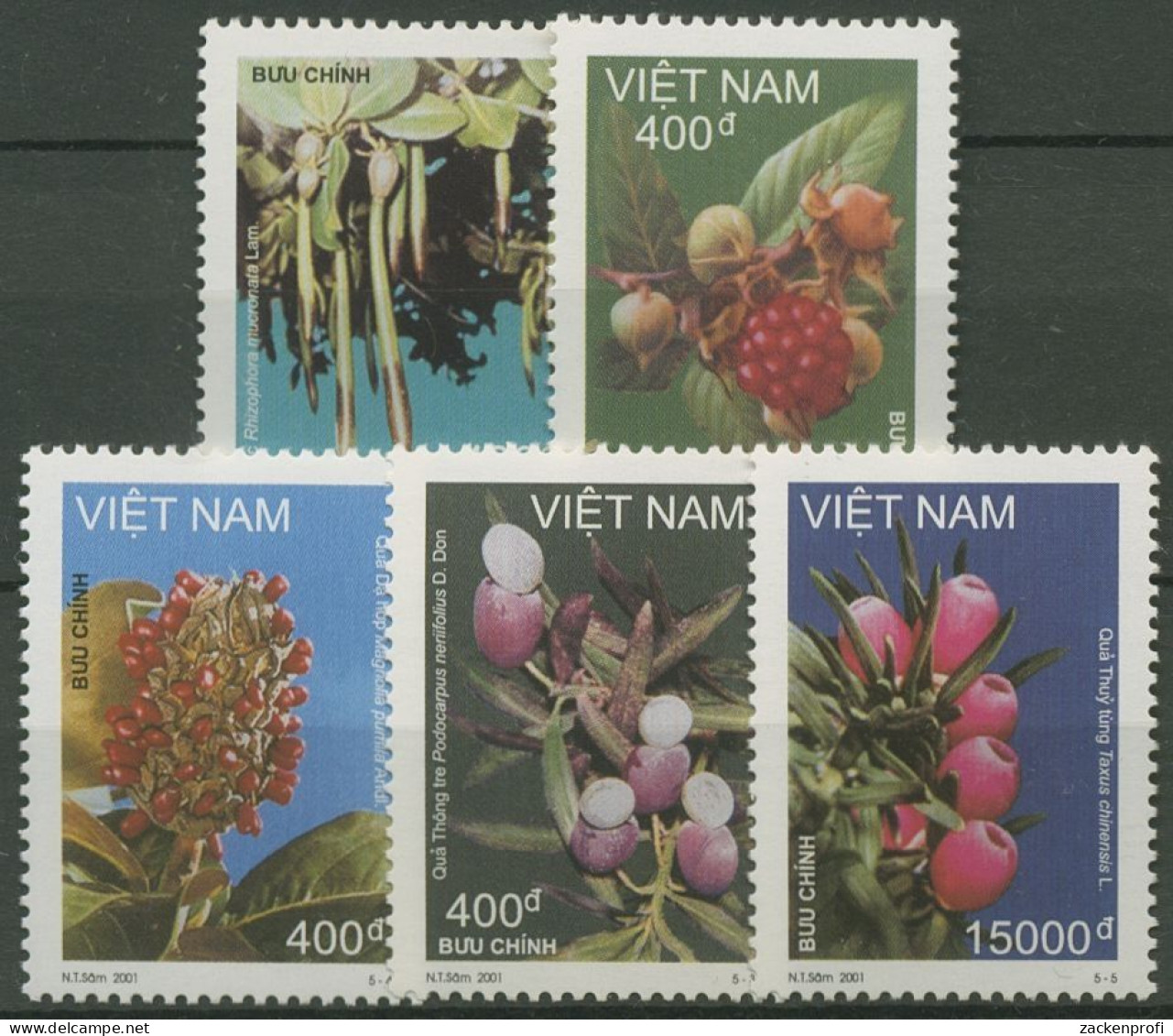 Vietnam 2001 Waldfrüchte: Brombeere, Magnolie 3132/36 Postfrisch - Vietnam