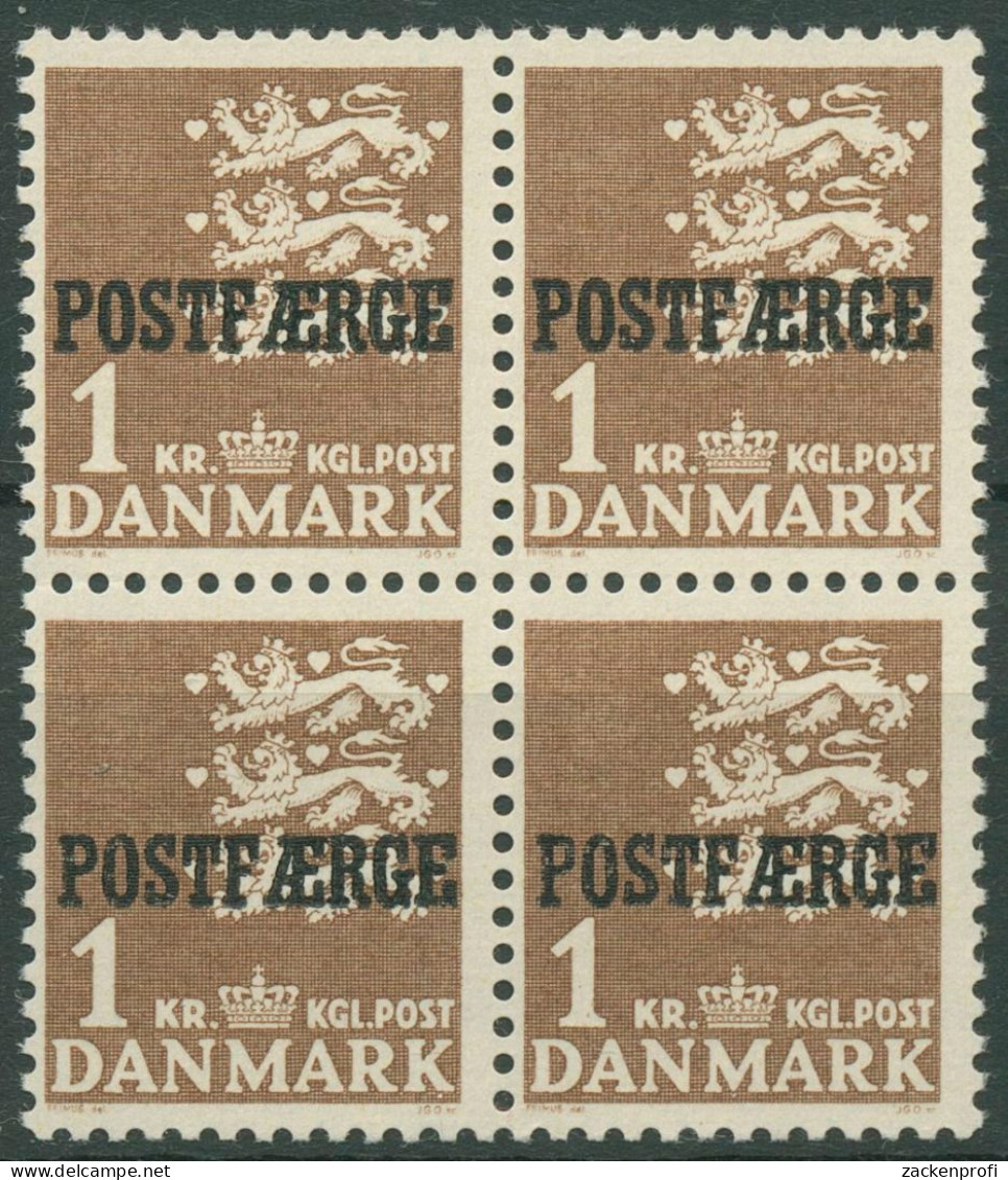 Dänemark 1949/67 Postfähre-Marke Reichswappen 34 I Viererblock Postfrisch - Colis Postaux