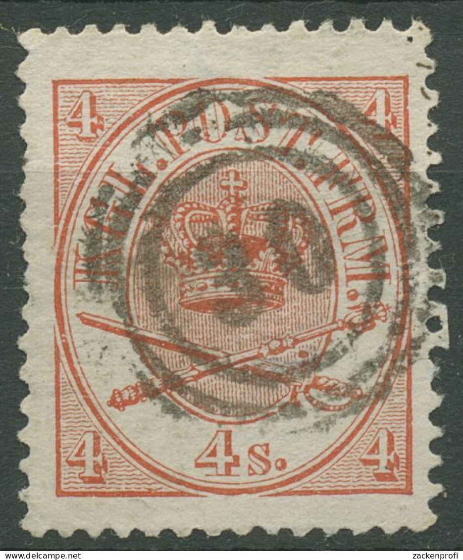 Dänemark 1864/1870 Kroninsignien 4 Skilling 13 Aa Gestempelt, Kl. Fehler - Used Stamps