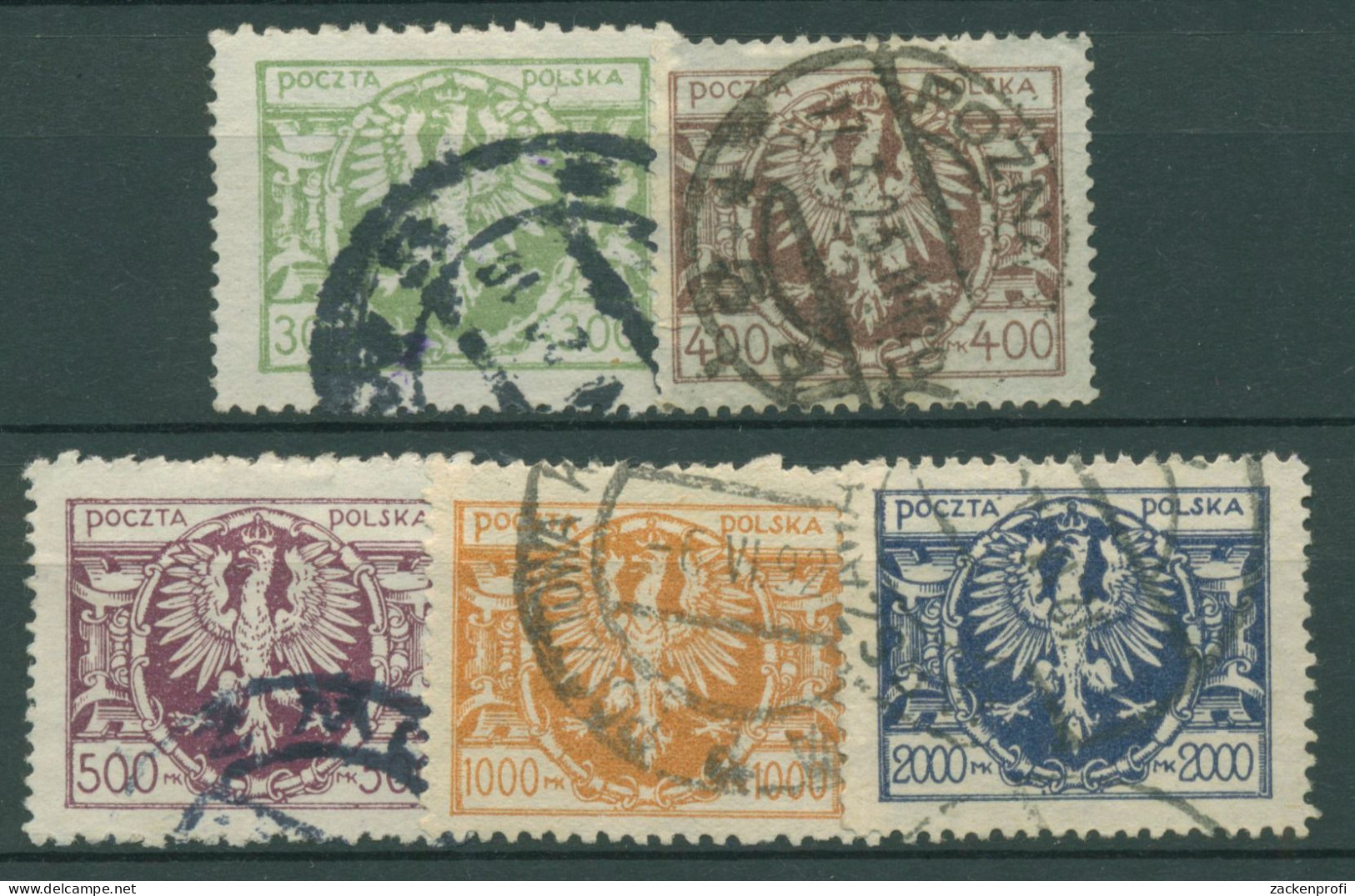 Polen 1923 Großer Adler Auf Schild 177/81 Gestempelt - Used Stamps