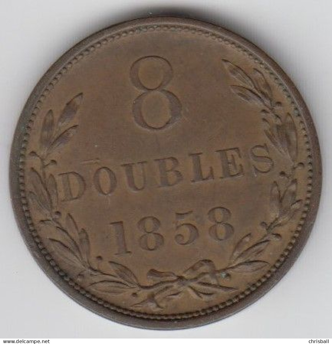 Guernsey Coin 8 Double 1838 Condition Very Fine - Guernesey