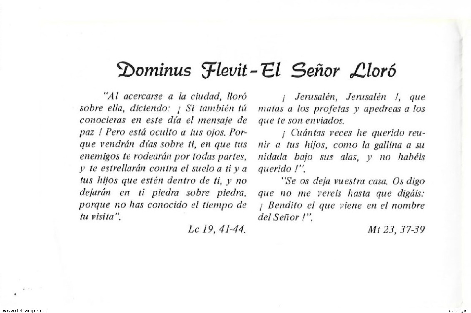 FOLLETO RELIGIOSO.- DOMINUS FLEVIT - EL SEÑOR LLORO.-  JERUSALEM.-  ( ISRAEL ) - Religión & Esoterismo