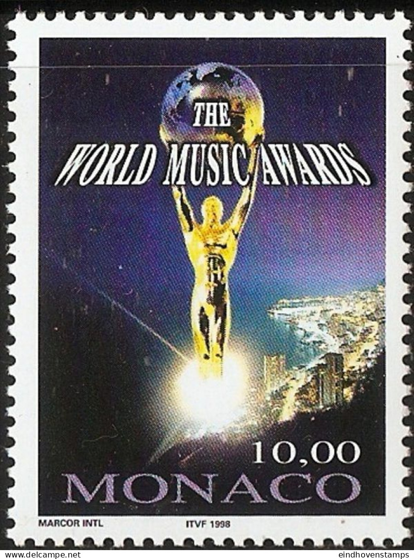 Monaco 1998 World Music Award Trophee 1 Value MNH Monte Carlo - Muziek