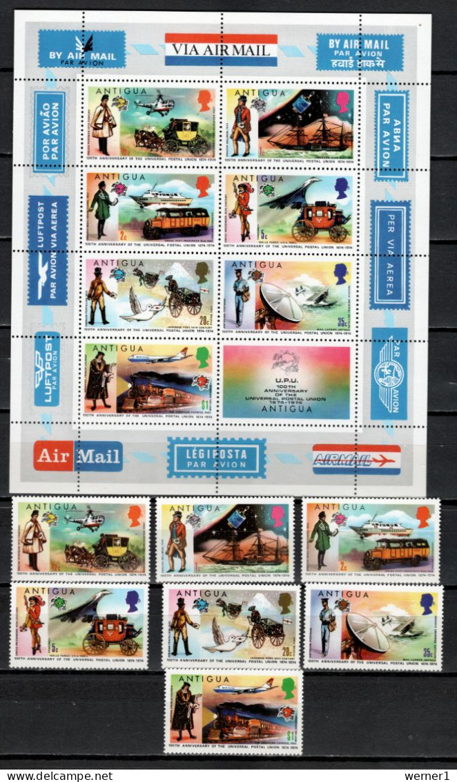 Antigua 1974 Space, UPU Centenary Set Of 7 + S/s MNH - North  America