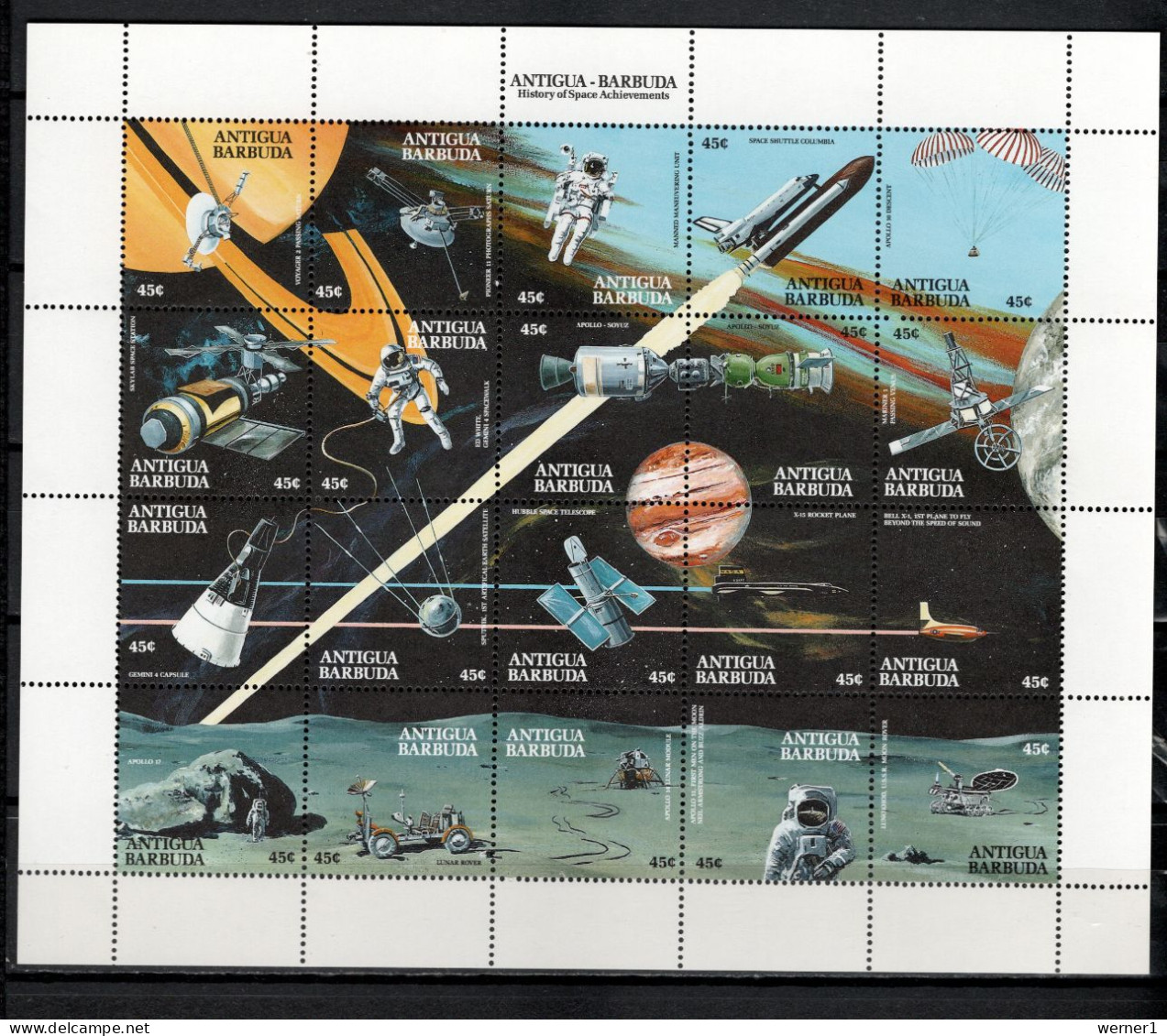 Antigua 1990 Space History Sheetlet MNH - Noord-Amerika