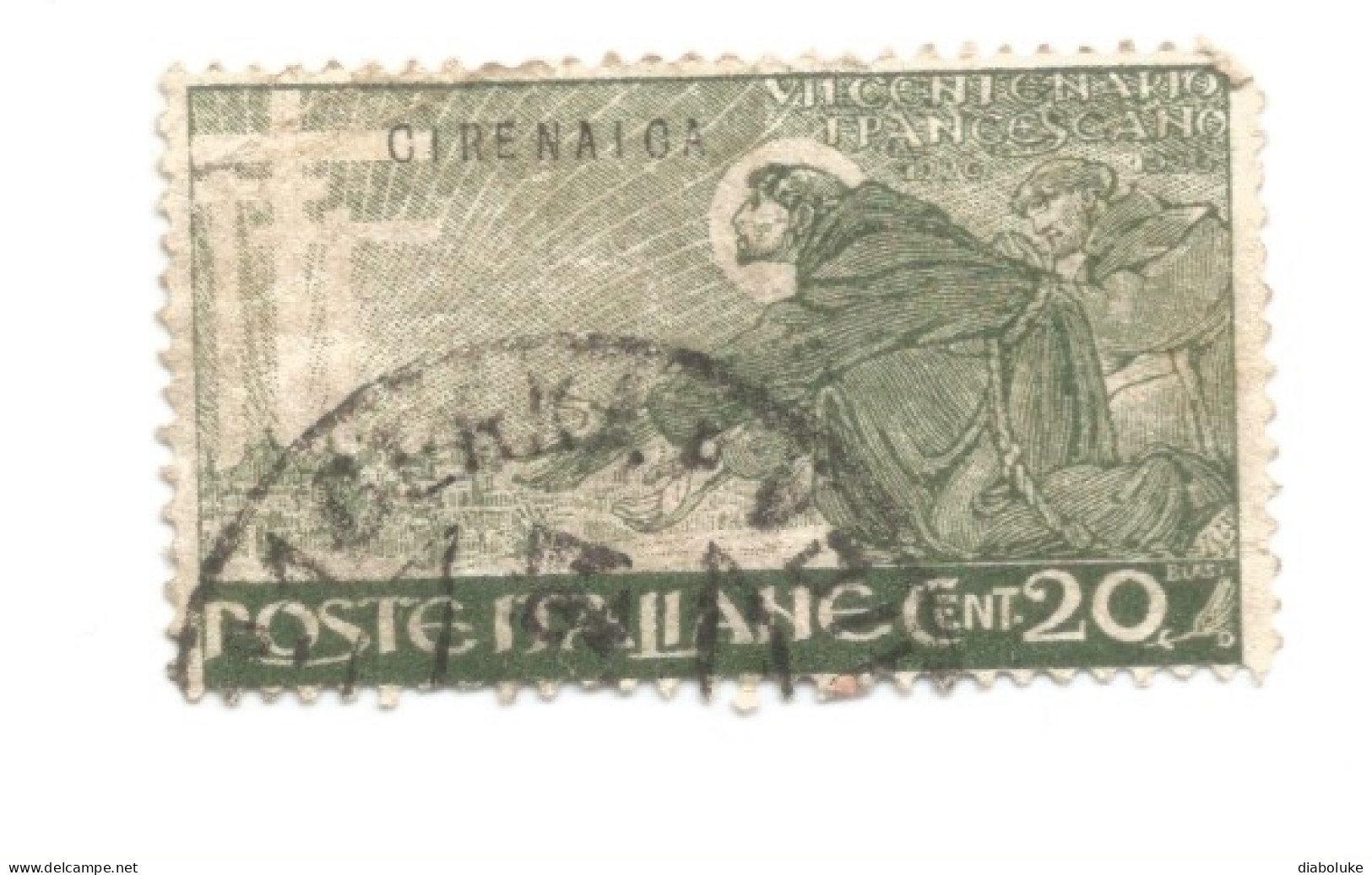 (COLONIE E POSSEDIMENTI) 1926, CIRENAICA, SAN FRANCESCO, 20c - Francobollo Usato (CAT. SASSONE N.27) - Cirenaica