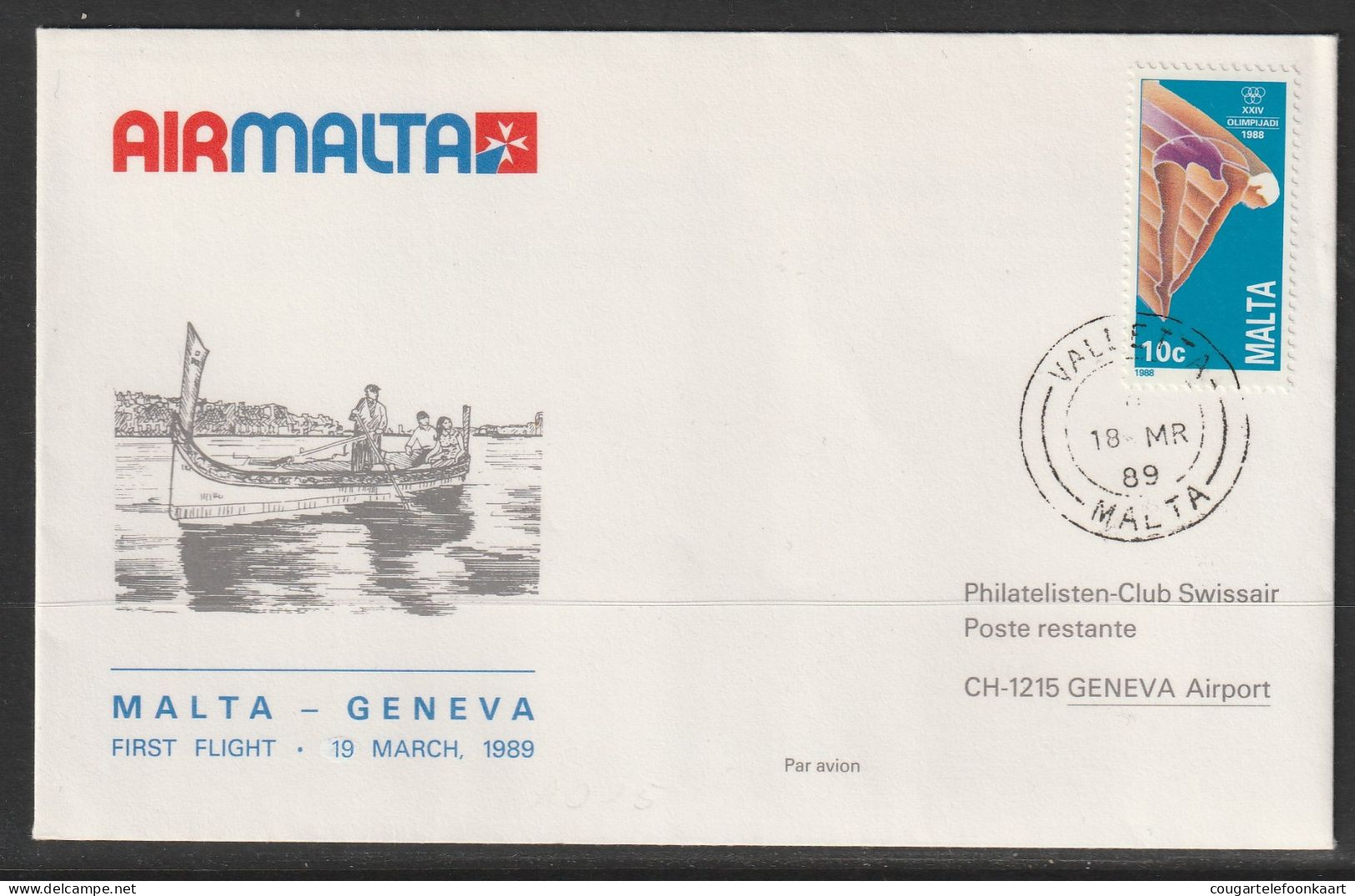 1989, Air Malta, Erstflug, Valetta Malta - Genf - Malte