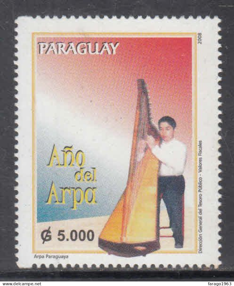 2008 Paraguay Year Of The Harp Musical Instruments Complete Set Of 1  MNH - Paraguay