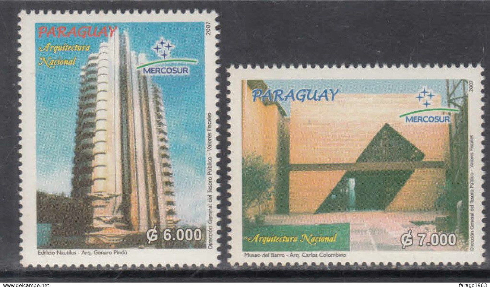 2007 Paraguay MERCOSUR Architecture Complete Set Of 2  MNH - Paraguay