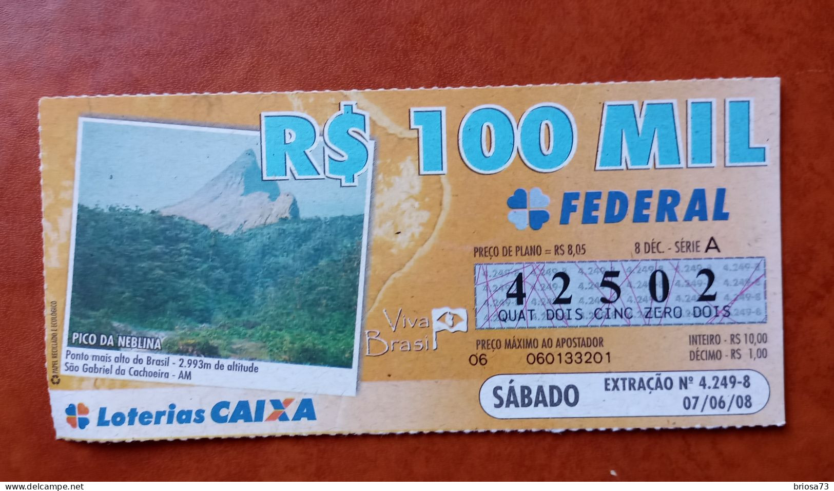 Loterie Brésilienne. Pic De Brouillard - Billets De Loterie