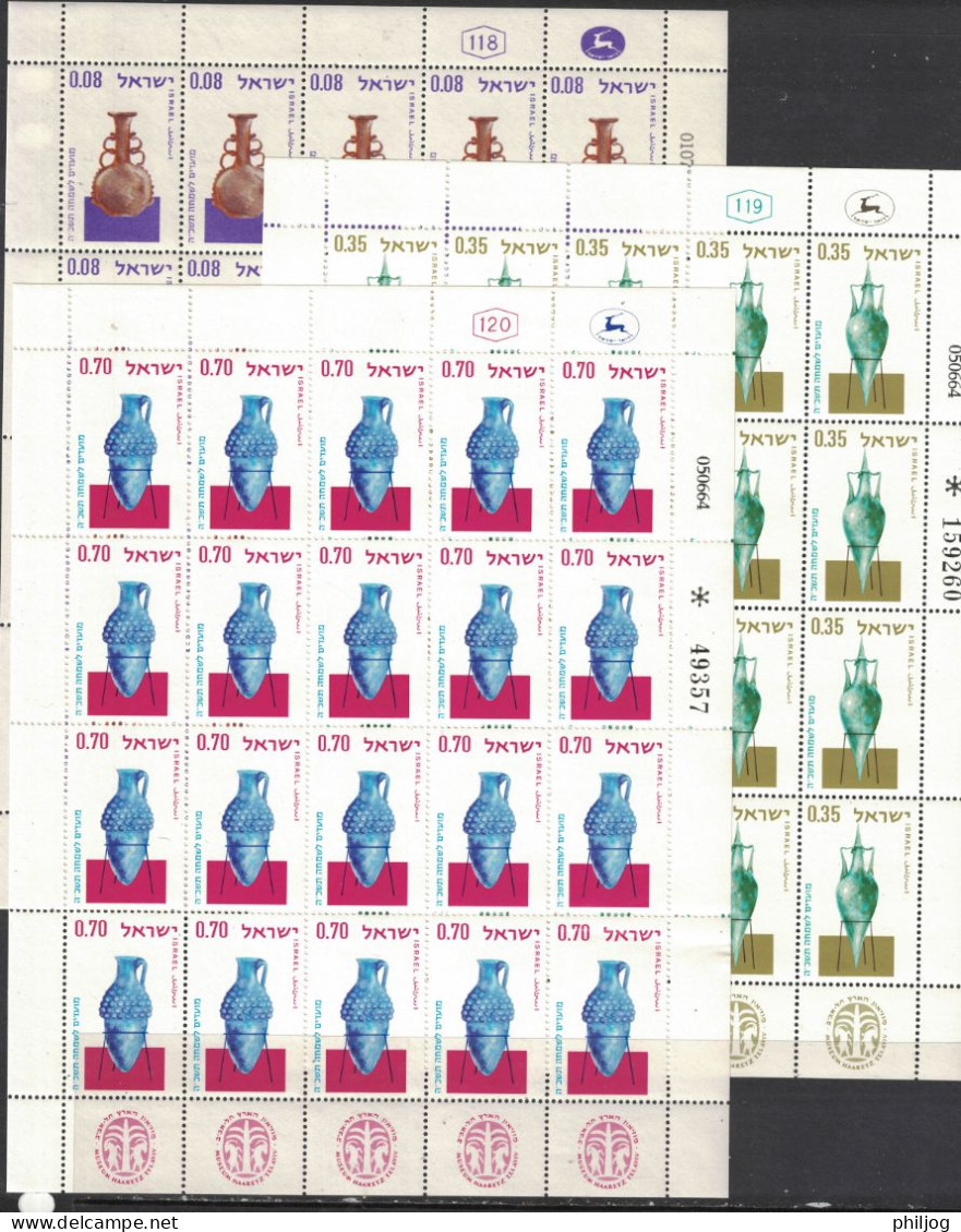 Israël 1964- Yvert 260-262, Scott#264-266, Bale 294-296 - Feuille Complète Neuve SANS Charnière - Nouvel An, Vases - Unused Stamps (with Tabs)