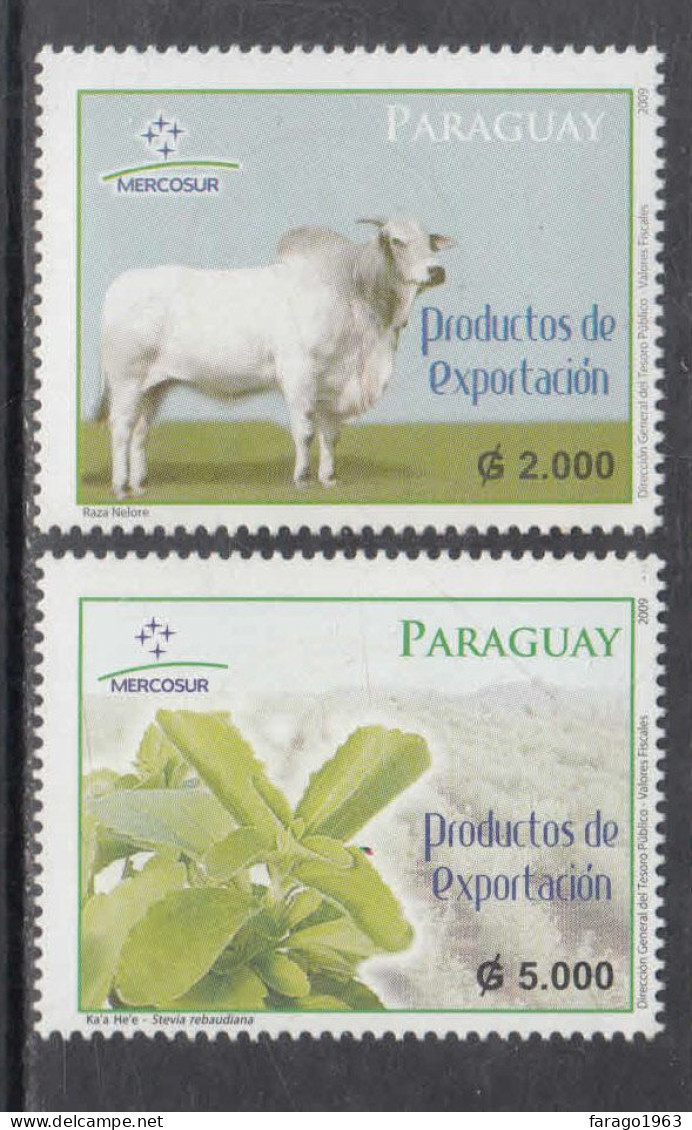 2009 Paraguay MERCOSUR Exports Cattle Plants Complete Set Of 2  MNH - Paraguay
