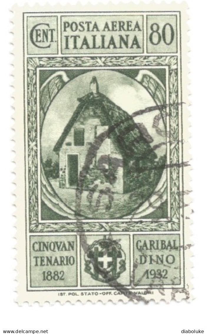 (REGNO D'ITALIA) 1932, MORTE GIUSEPPE GARIBALDI, POSTA AEREA, 80c - Francobollo Usato, Annullo Da Periziare - Airmail