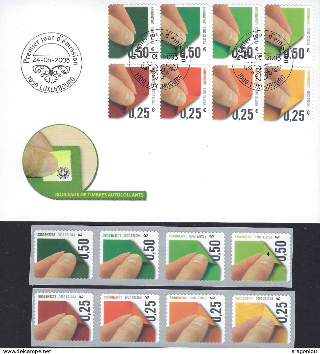 Luxembourg - Luxemburg -  FDC  2005   2 Bandes  à 4   MNH**    Rouleaux De Timbres Autocollants - FDC