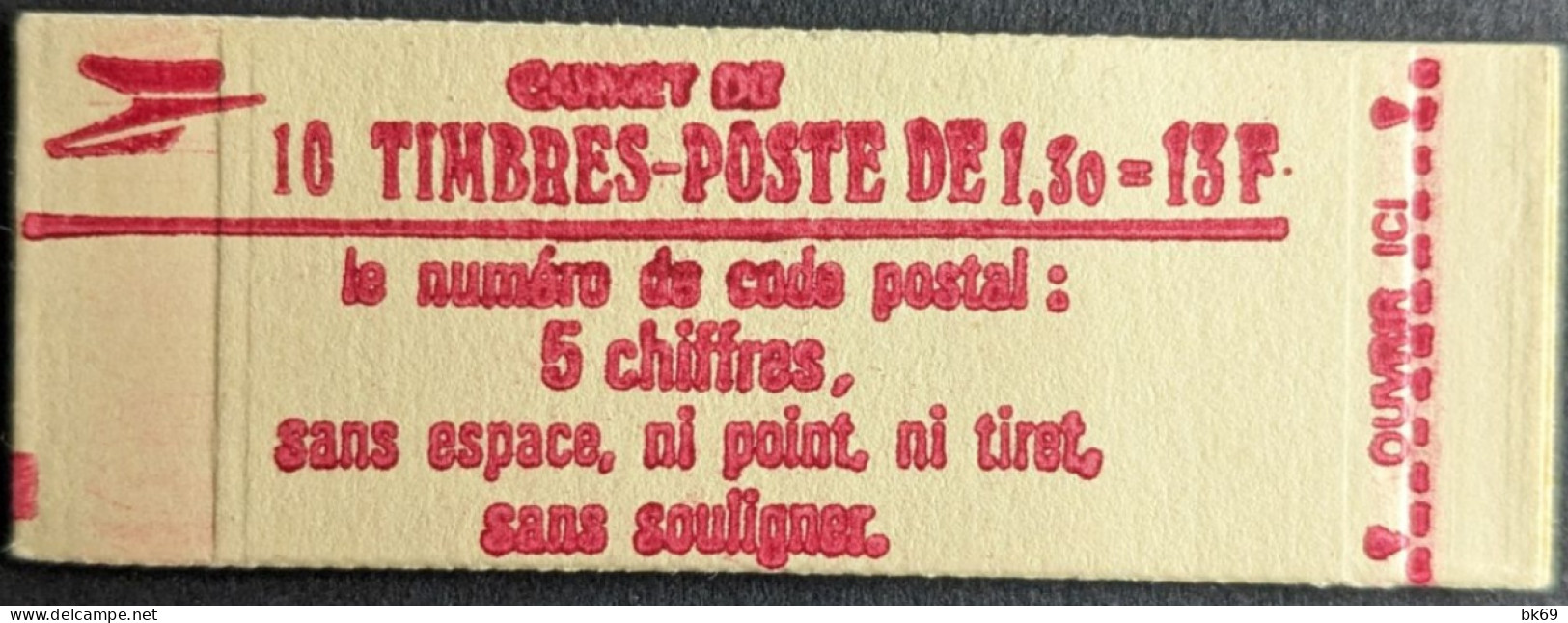 2059 C2 Conf. 6 Texte Empaté Carnet Fermé Sabine 1.30F Rouge - Moderne : 1959-...