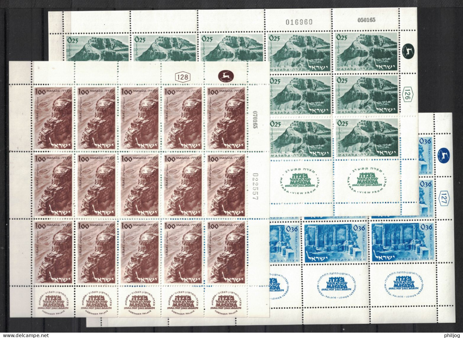 Israël 1965- Yvert 268-270, Scott#272-274, Bale 303-305 - Feuille Complète Neuve SANS Charnière - Palais De Masada - Unused Stamps (with Tabs)