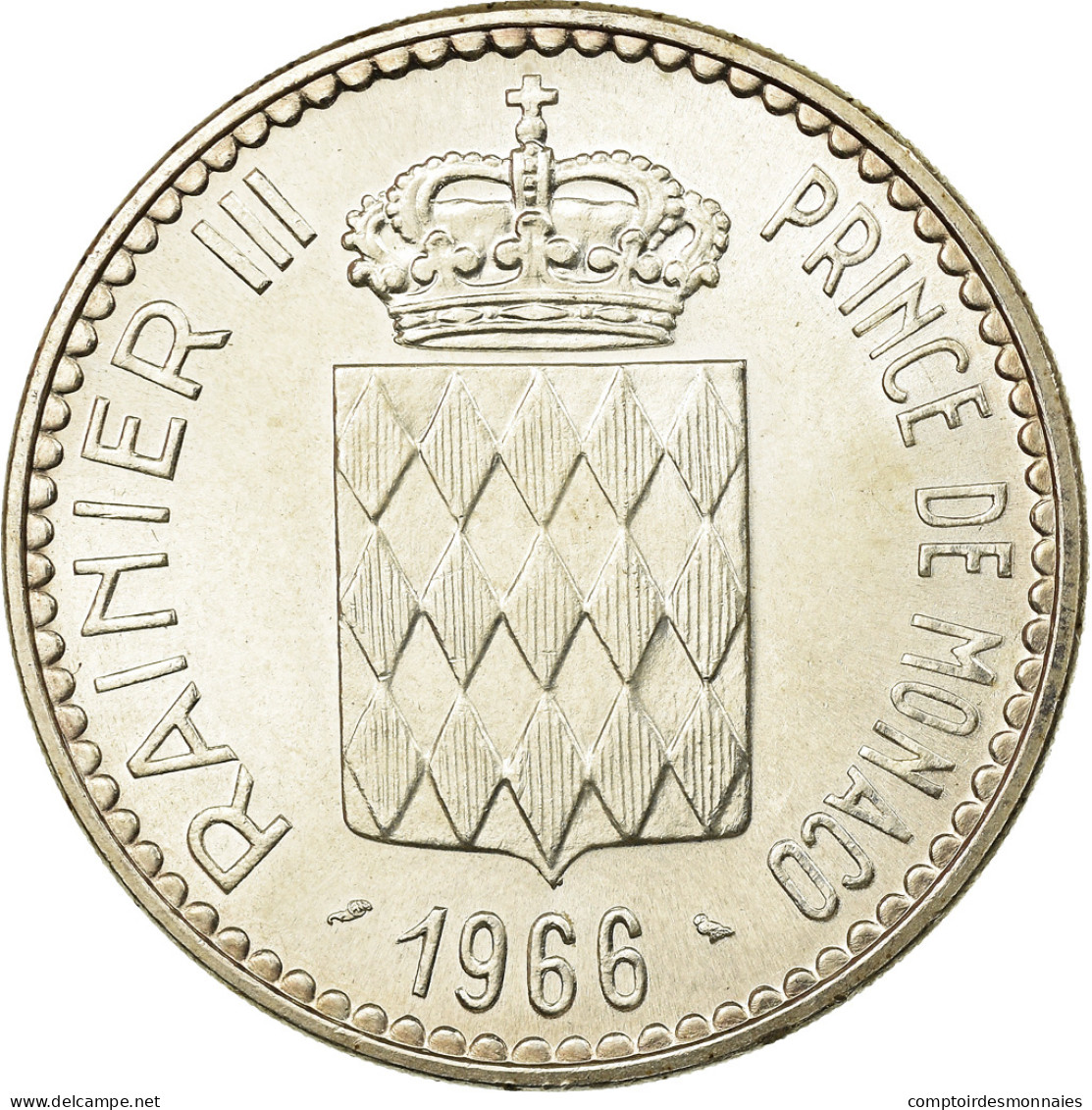 Monnaie, Monaco, Rainier III, Charles III, 10 Francs, 1966, SUP, Argent - 1960-2001 New Francs