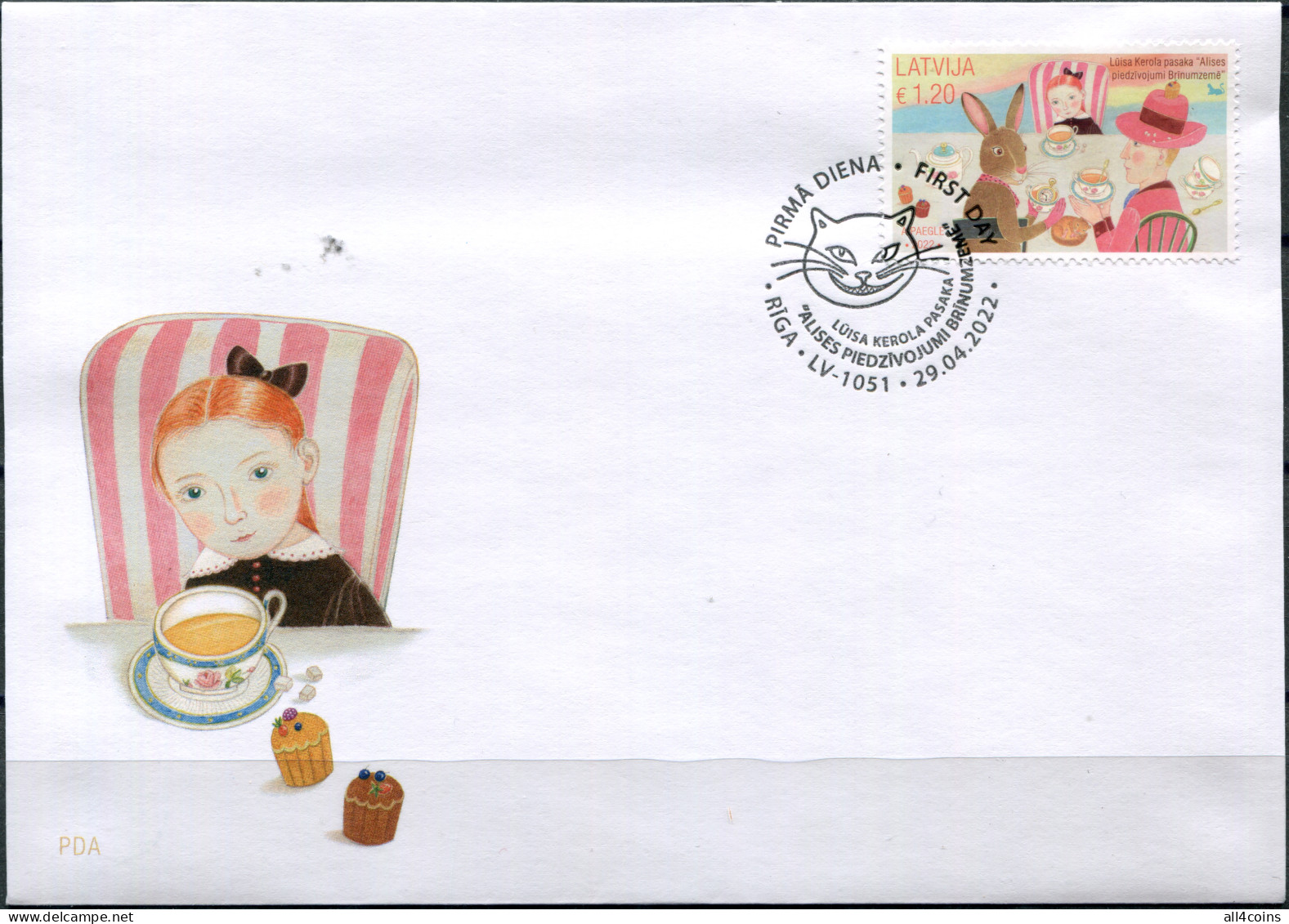 Latvia 2022. Alice's Adventures In Wonderland, By Lewis Carroll (Mint) FDC - Letonia
