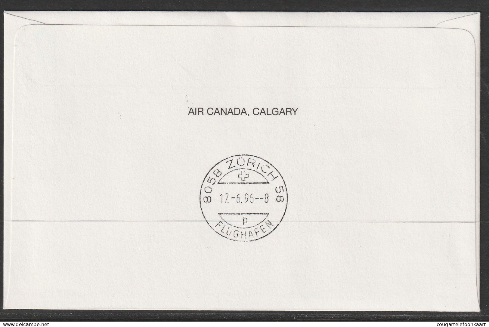 1996, Air Canada, Erstflug, Calgary - Zürich - Erst- U. Sonderflugbriefe