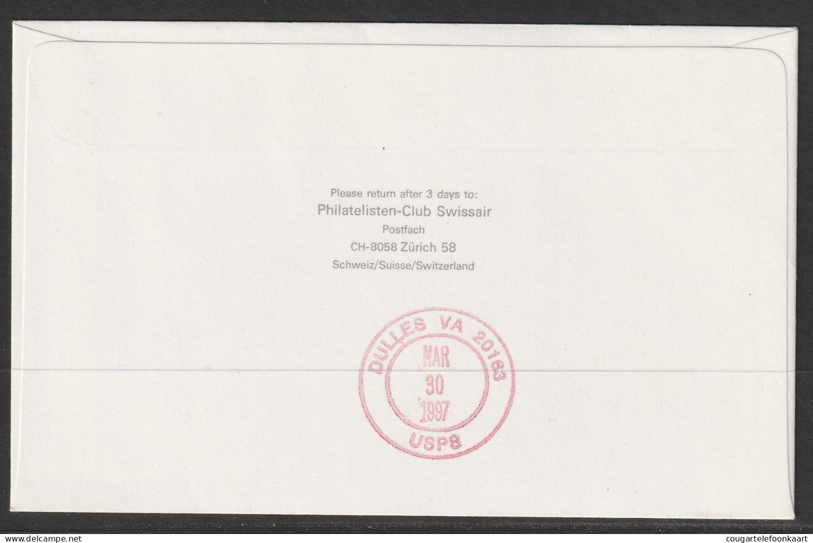 1997, AUA/Swissair/Delta, Erstflug, Liechtenstein - Washington DC - Air Post