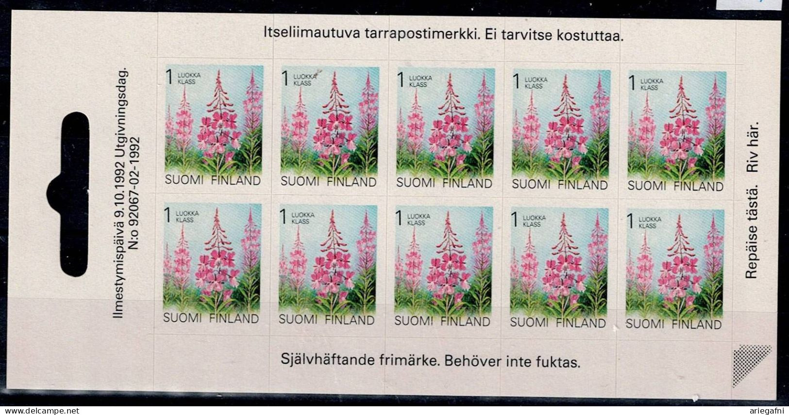 FINLAND 1992 PLANT BOOKLET MI No 1193 MNH VF!! - Cuadernillos