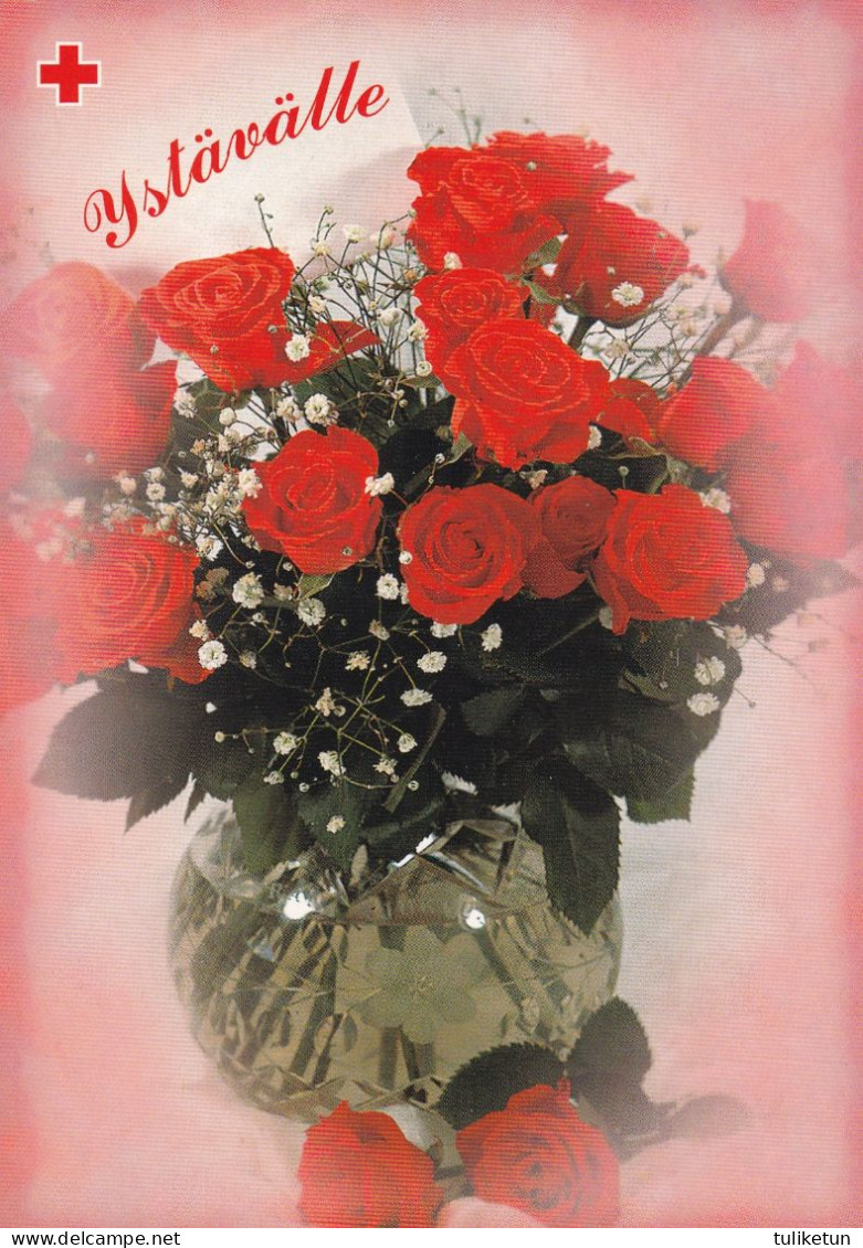 Postal Stationery - Flowers - Roses In A Vase - Red Cross 2000 - Suomi Finland - Postage Paid - Enteros Postales