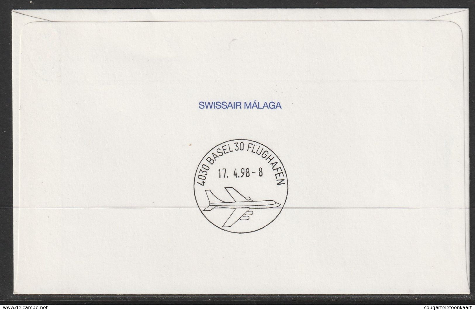 1998, Crossair, Erstflug, Malaga Spain - Basel - Lettres & Documents