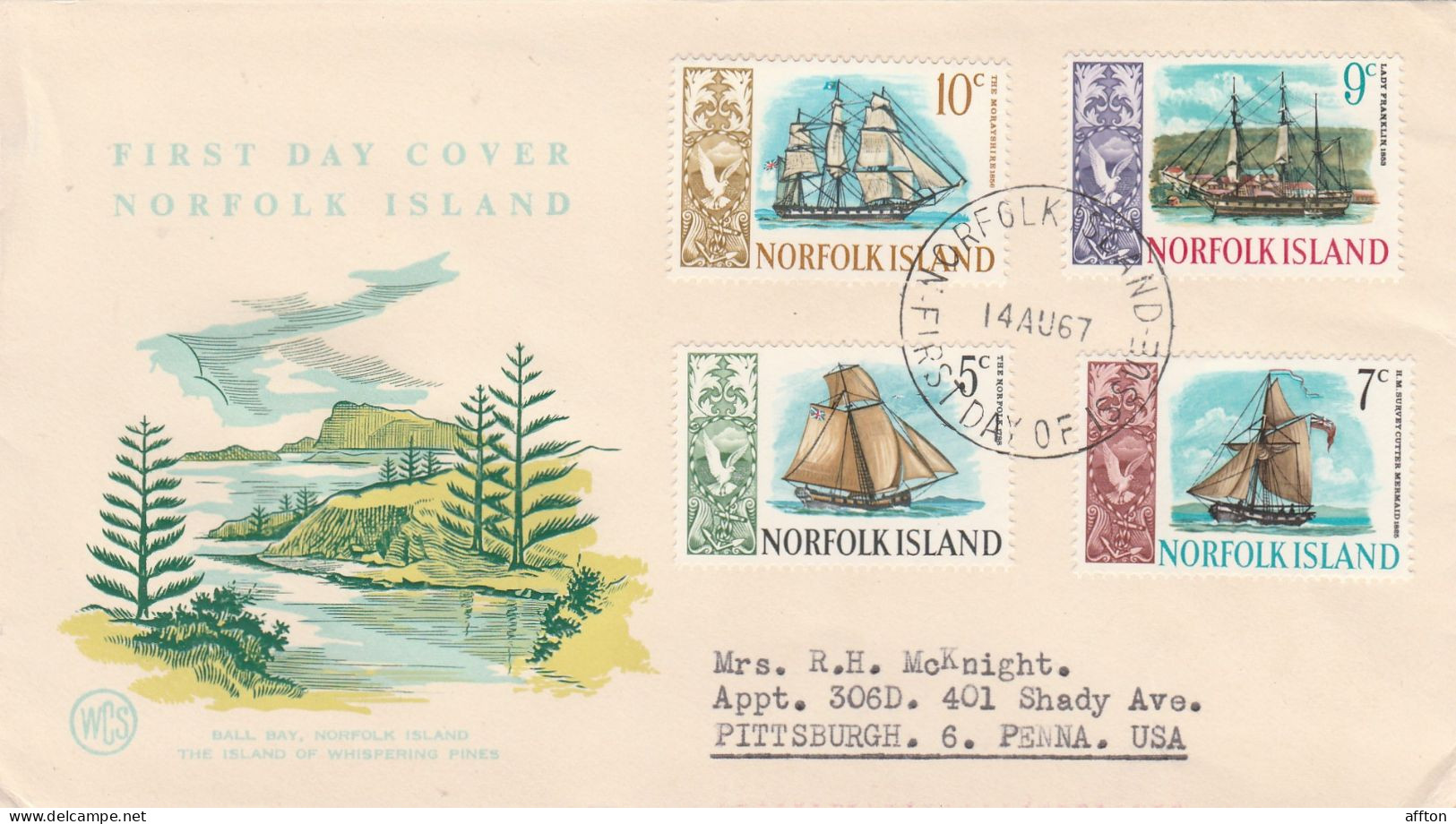 Norfolk Island 1967 FDC Mailed - Isola Norfolk