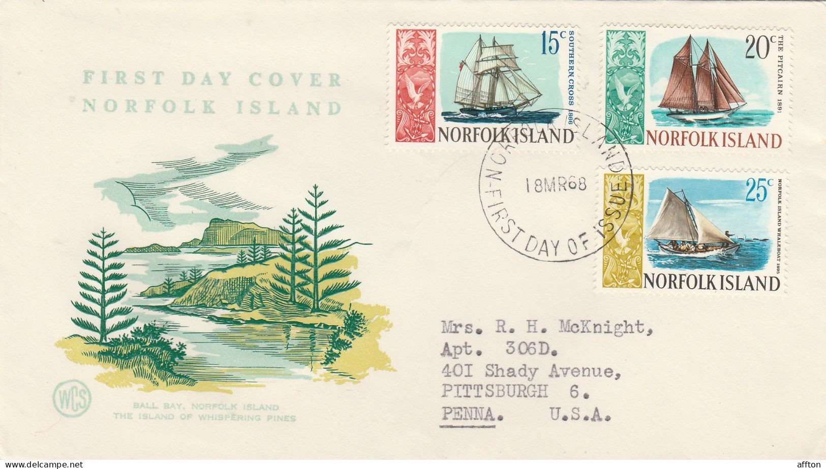 Norfolk Island 1968 FDC Mailed - Ile Norfolk