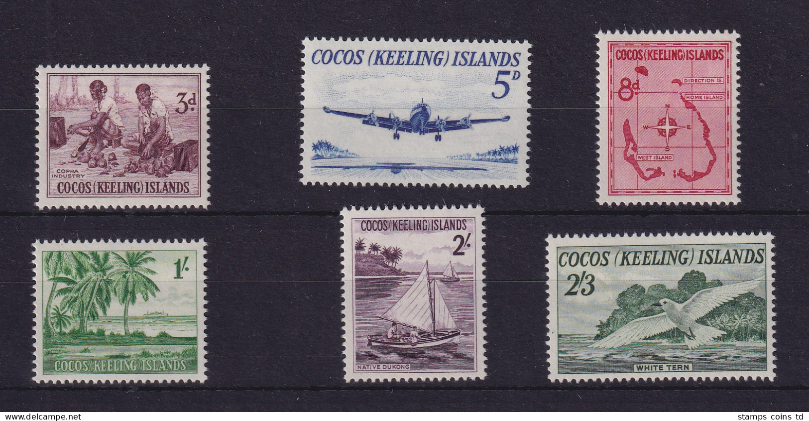 Kokosinseln 1963 Landesmotive Mi.-Nr. 1-6 Postfrisch ** - Cocos (Keeling) Islands