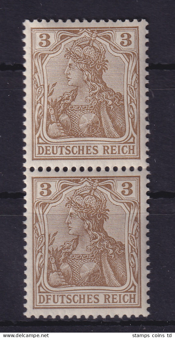 Dt. Reich Germania 3 Pf  Mi-Nr. 69 Senkr. Paar Mit Mi.-Nr. 69 I Postfrisch ** - Nuovi