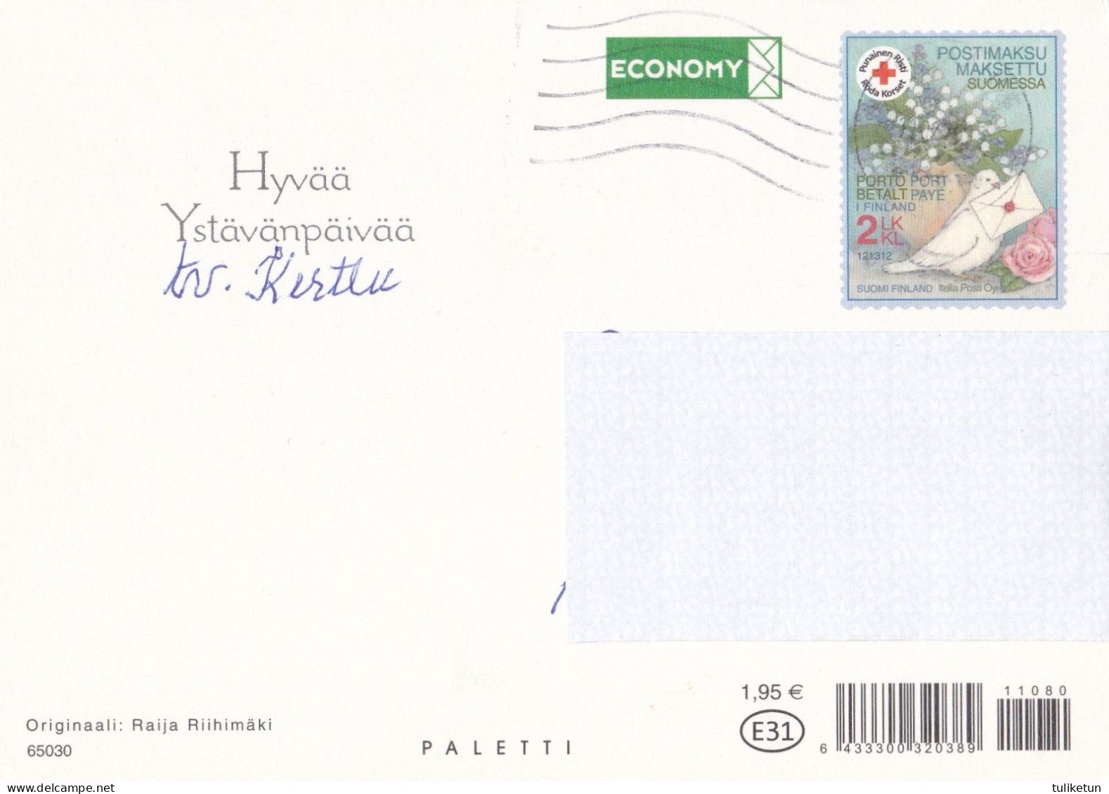 Postal Stationery - Bird - Dove - Flowers - Roses In The Basket - Red Cross - Suomi Finland - Postage Paid - Postwaardestukken