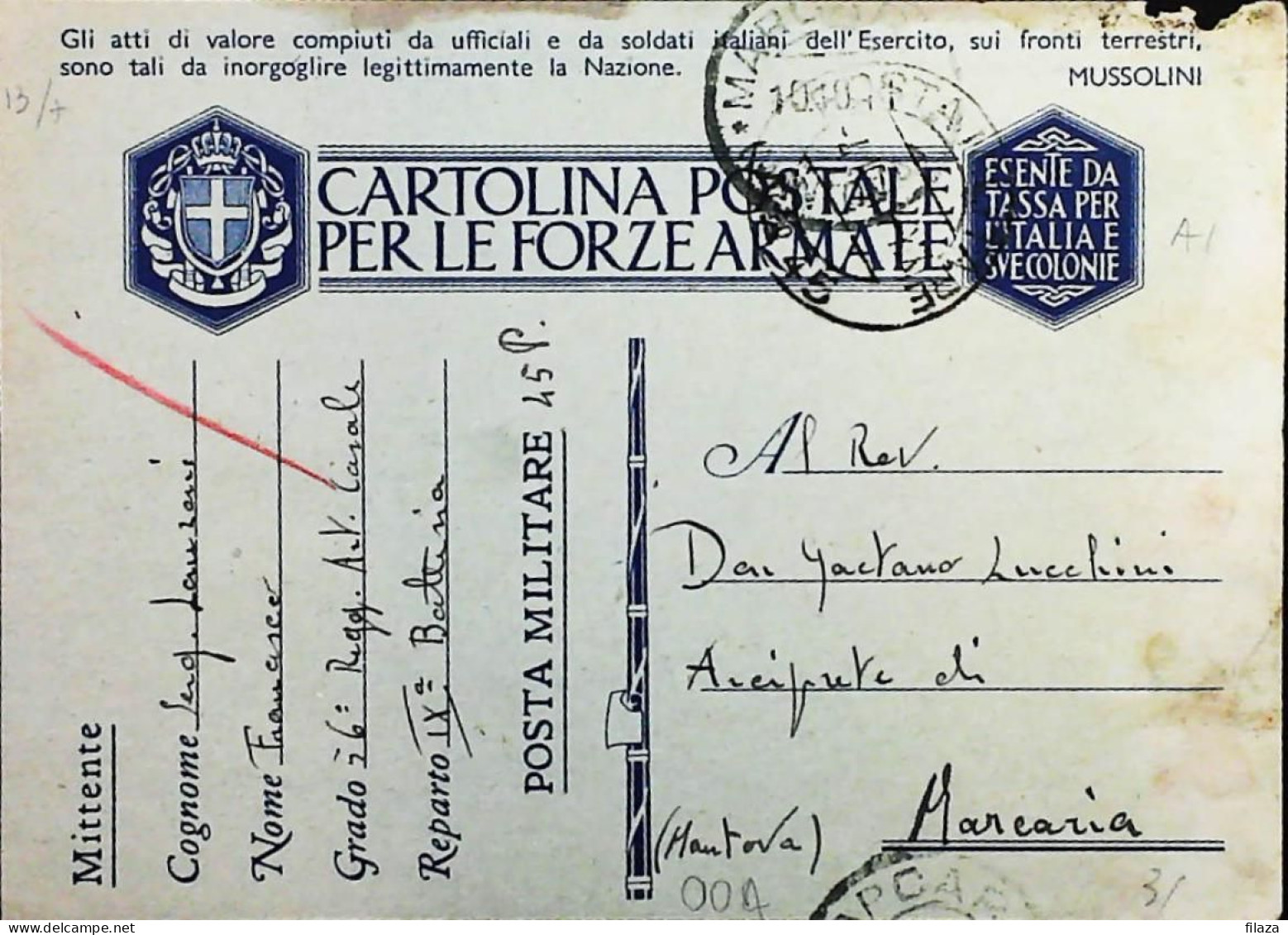 POSTA MILITARE ITALIA IN GRECIA  - WWII WW2 - S6856 - Military Mail (PM)