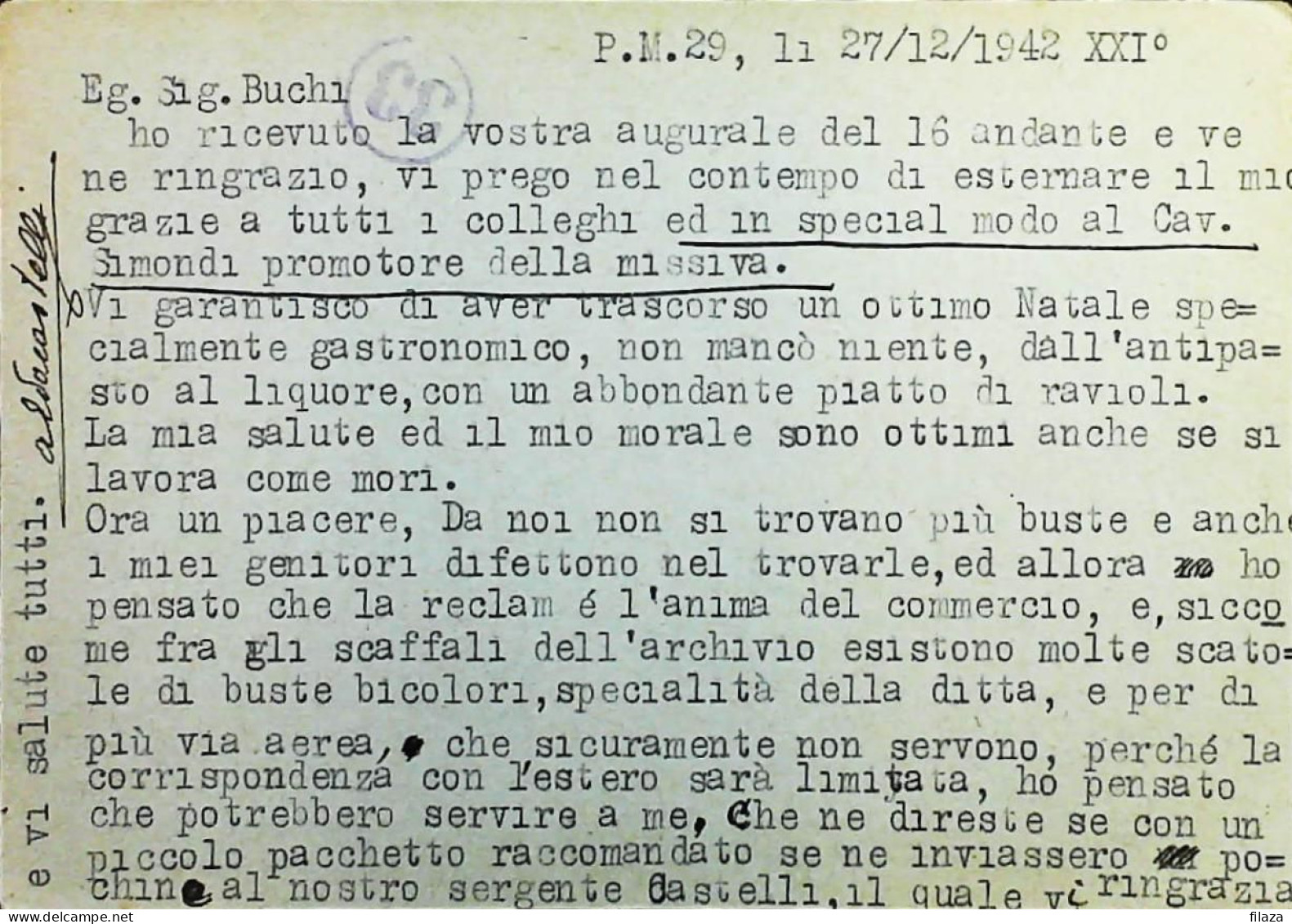 POSTA MILITARE ITALIA IN GRECIA  - WWII WW2 - S6775 - Military Mail (PM)