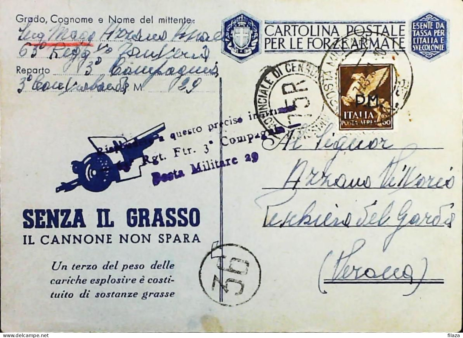 POSTA MILITARE ITALIA IN GRECIA  - WWII WW2 - S6782 - Posta Militare (PM)