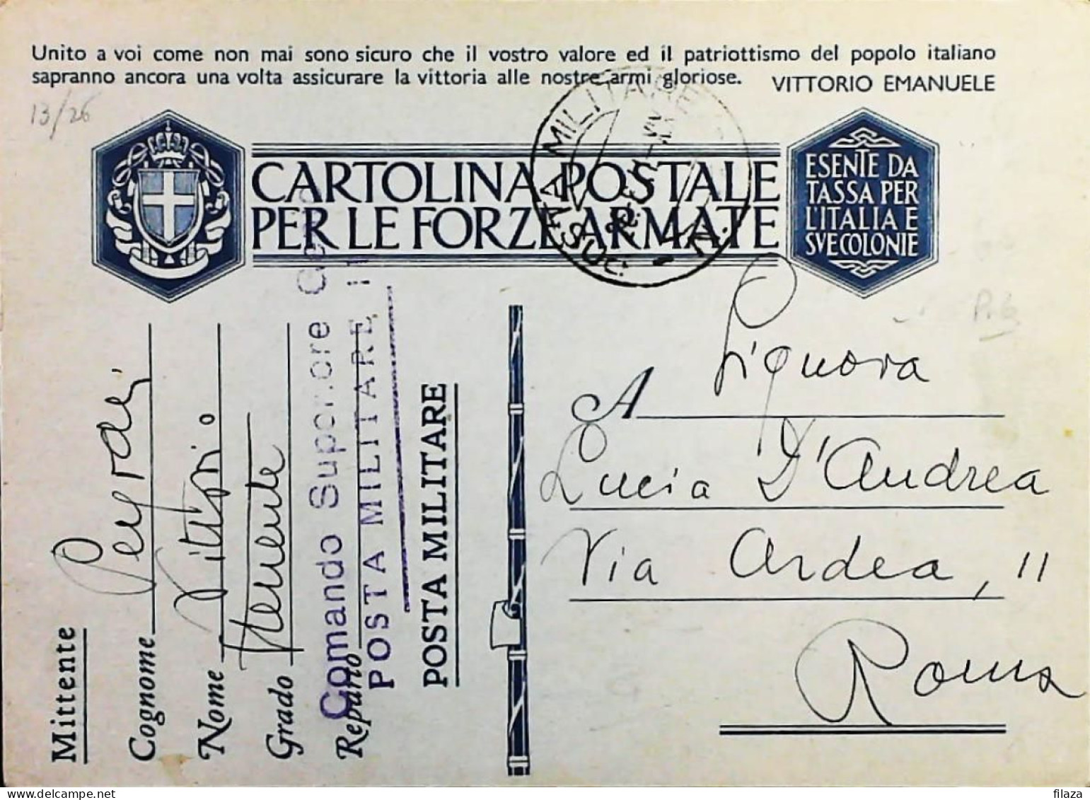 POSTA MILITARE ITALIA IN LIBIA  - WWII WW2 - S6752 - Correo Militar (PM)