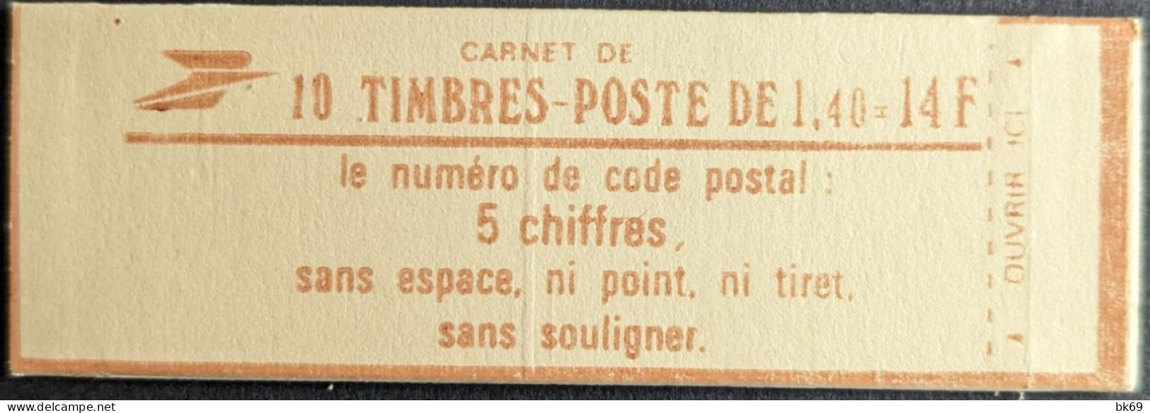 2102 C4 Conf. 9 Filet Contour D'encadrement & Numéro Carnet Fermé Sabine 1.40F Rouge - Moderne : 1959-...