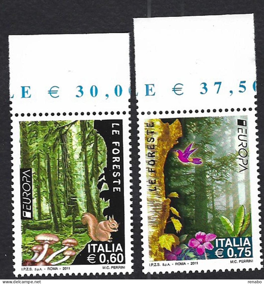 Italia 2011; EUROPA CEPT : Le Foreste, Serie Completa Di Bordo Superiore. - 2011-20: Mint/hinged