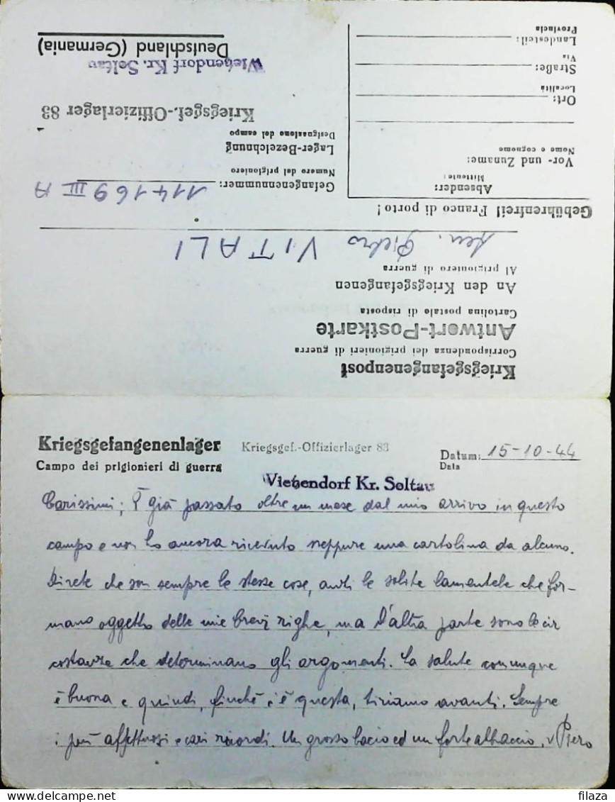 POW WW2 – WWII Italian Prisoner Of War In Germany USA CENSOR - Censorship Censure Geprüft  – S7715 - Military Mail (PM)