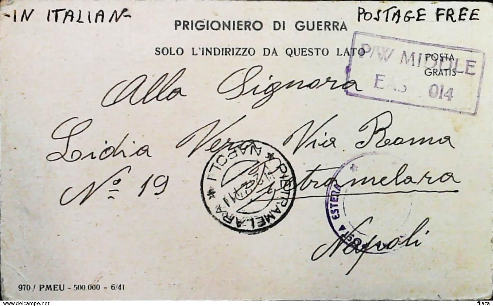 POW WW2 – WWII Italian Prisoner Of War In SUDAN - Censorship Censure Geprüft  – S7730 - Military Mail (PM)