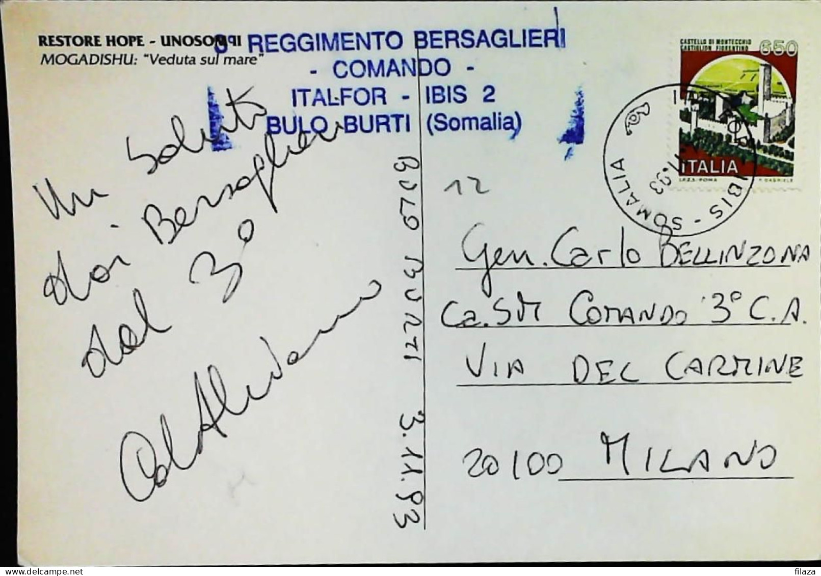 Italy - Military - Army Post Office In Somalia - ONU - ITALFOR - IBIS - Bersaglieri - S6597 - 1991-00: Marcofilie