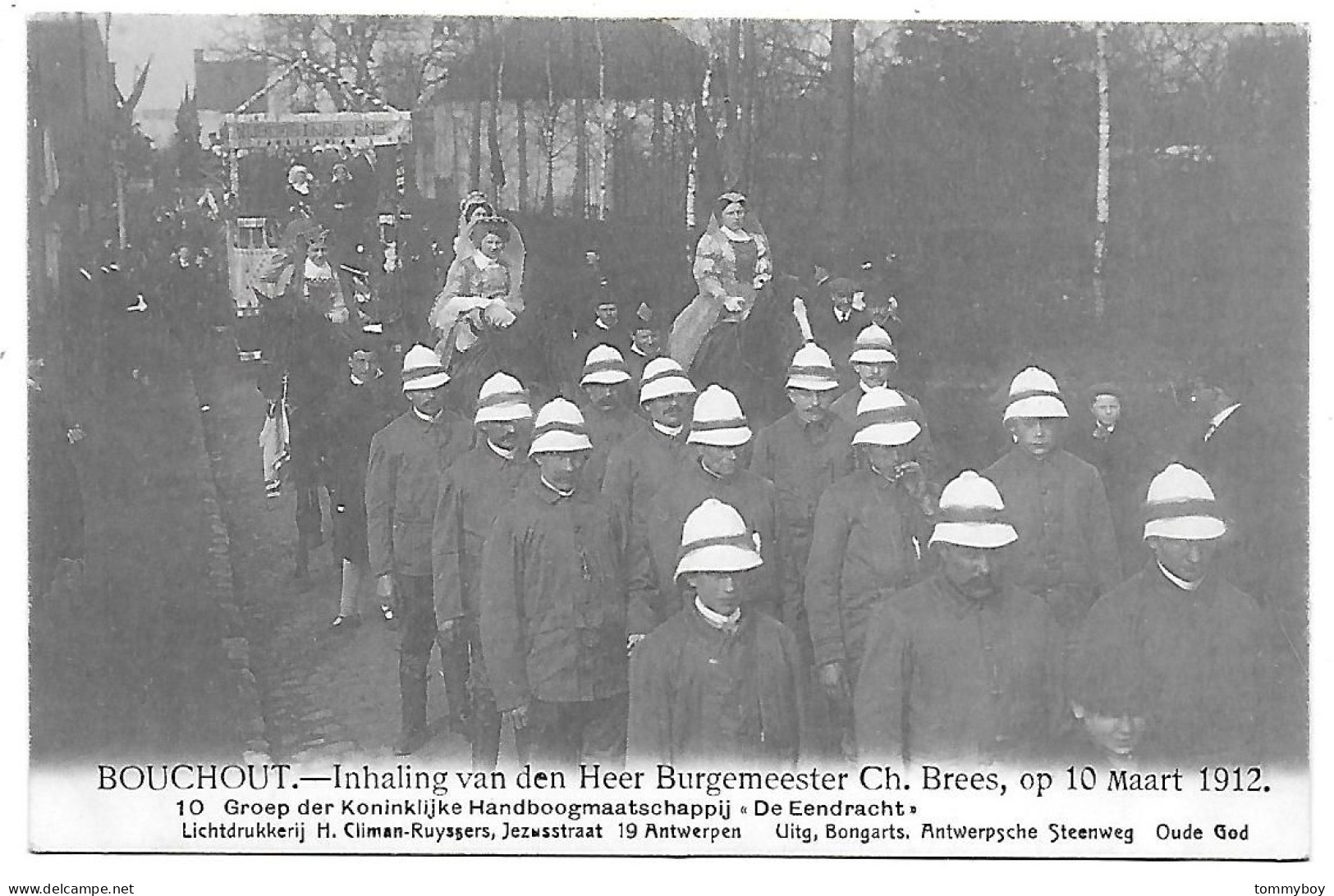 CPA Bouchout, Inhaling Van Den Heer Burgemeester Ch. Brees, Op 10 Maart 1912, Groep Der Koninklijke Handboogmaatschappij - Boechout