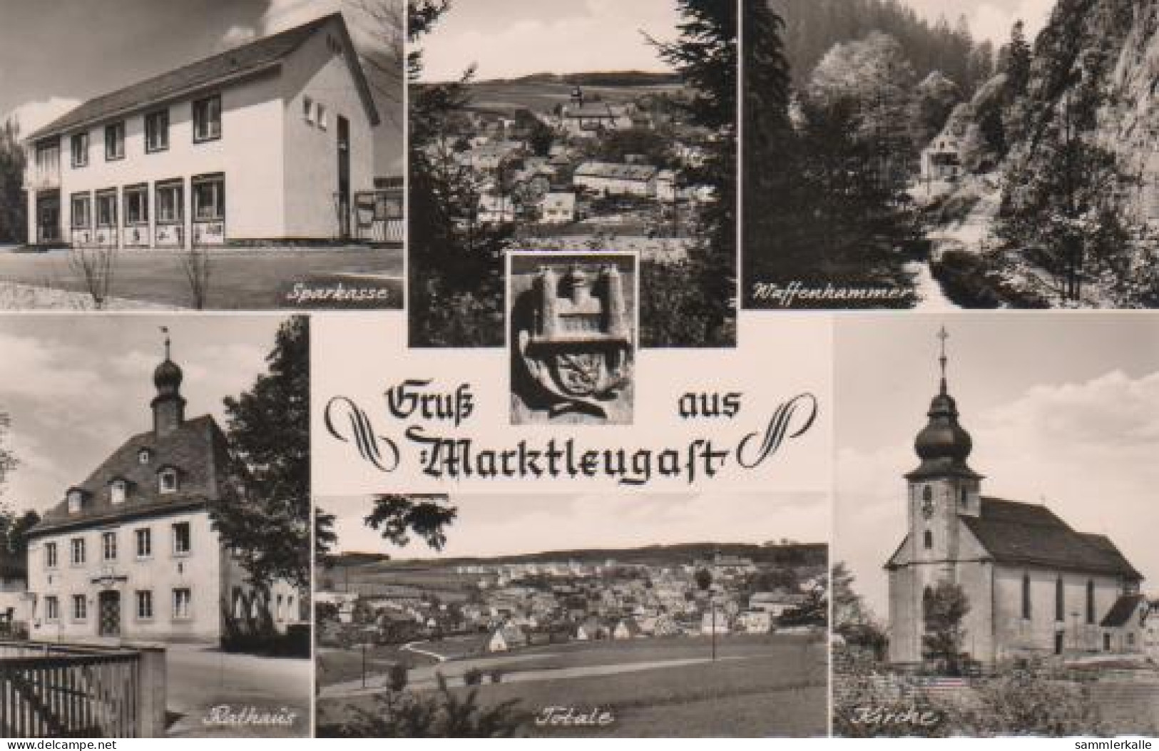 1695 - Marktleugast - Sparkasse, Rathaus, Totale, Waffenkammer, Kirche - 1970 - Kulmbach